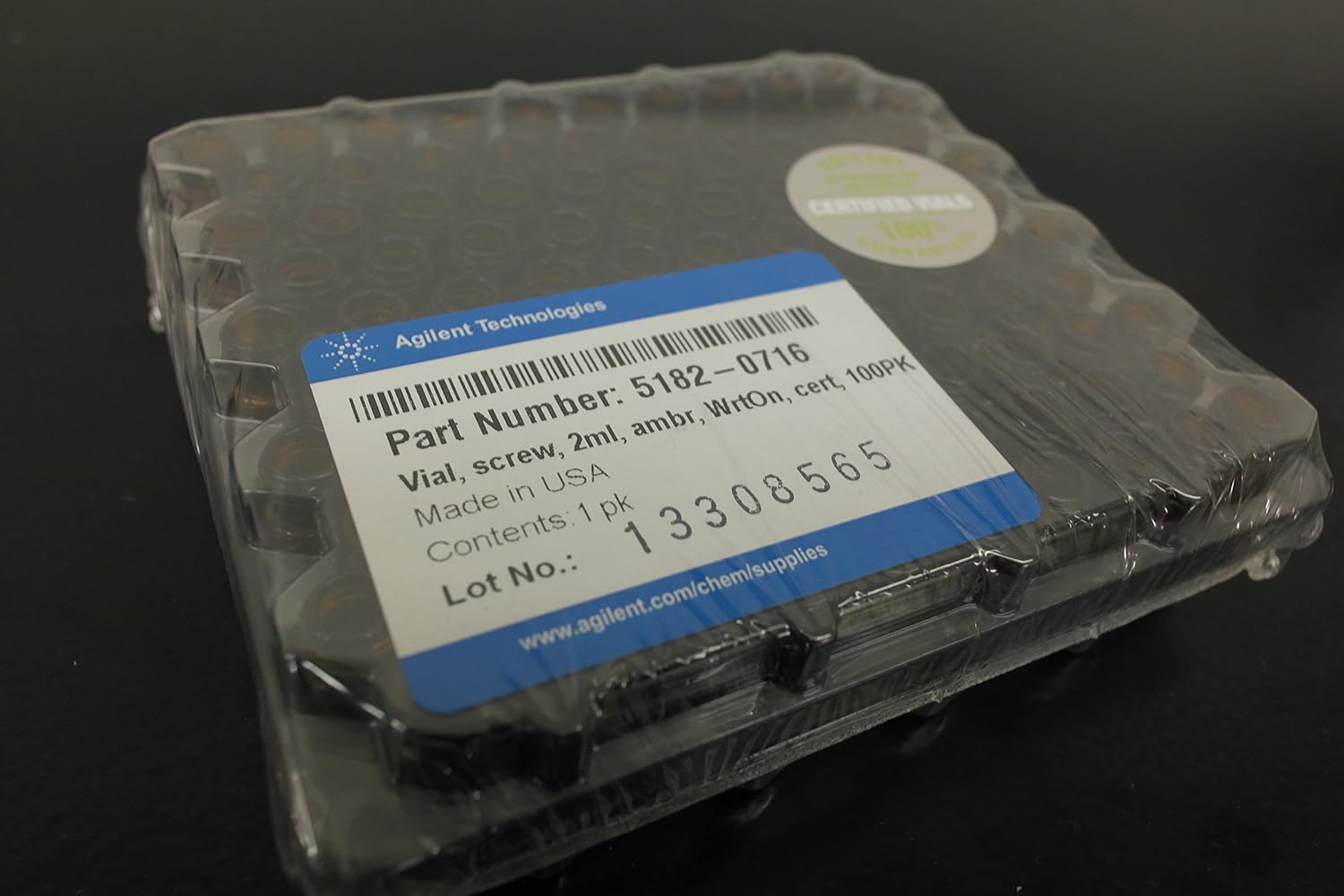 Agilent Technologies 51820716 Vial, screw top, Amber with WriteOn