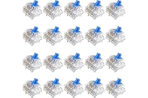 Mciepny ZhouWang Crystal Blue Switch 3 Pin 50gf Clicky Accurate Typing Dustproof Switches,Keyboard Clicker Replacement for Mechanical Gaming Keyboard(20pcs Crystal Blue)