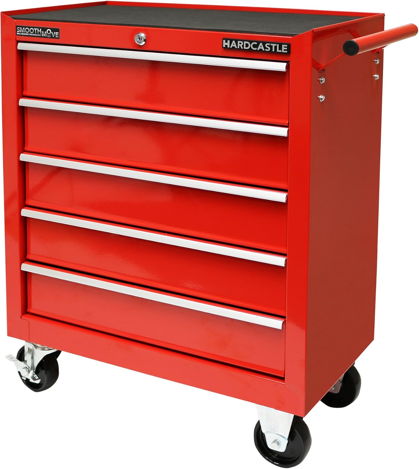 Super Saturday Hardcastle 5 Drawer Gloss Red Lockable Tool Chest Roller