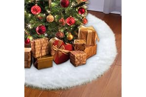 Fikowo Christmas Tree Skirt, Tree Skirt, Christmas Decor Faux Fur Tree Skirt Christmas Tree Skirt 48 Inches White Christmas Tree Skirt (48 Inches)