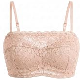 Showyoo Lace Bra with Detachable Straps Women's Tube Top Bandeau | Underwire No Slip Silicone Grip Everyday Bra Lingerie