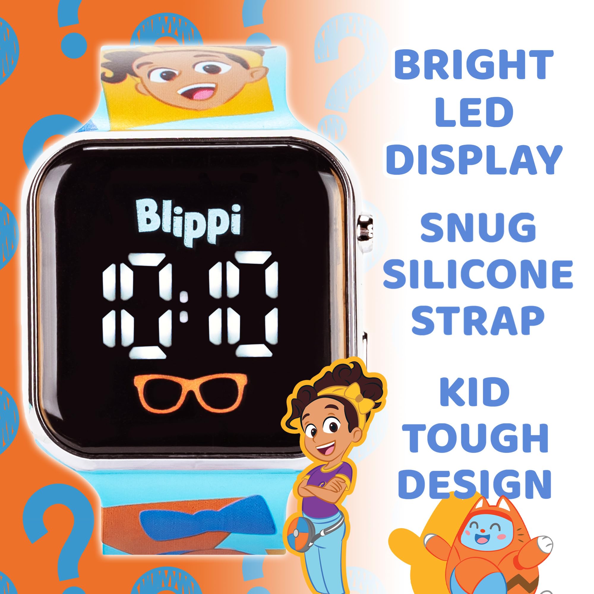 Accutime Blippi Kids LED Watch – Interactive Teaching Tool with Fun LED Lights, Durable Blue Strap, Educational Screen Time