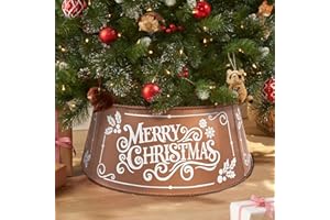 Auirre Metal Christmas Tree Collar, Rose Gold Mini Tree Ring Holiday Decor 23 Inch Diameter for Small Xmas Tree 3-6 Ft, Pink Golden Miniature Artificial Tree Skirt Tiny Home Indoor Outdoor Decoration