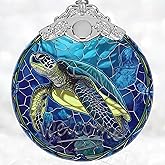 Stained Glass Sea Turtle Christmas Ornament - Xmas Gift for Sea Turtle Lovers
