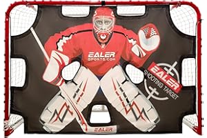 EALER Hockey Goal with Shooting Targets – 6′×4′ Portable Street & Ice Goal, Heavy-Duty 2″ Steel Frame, 11 Target Holes, Tear-Proof Fabric, Official Size, Easy Backyard Assembly