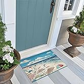 Liora Manne ESENCIA Indoor/Outdoor Power Loomed Latex Back Non Slip Mat - Transitional Whimsical Dog Colorful (Dog Beach Ocea