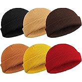 SATINIOR 6 Pieces Trawler Beanie Watch Hat Roll up Edge Skullcap Fisherman Beanie Unisex