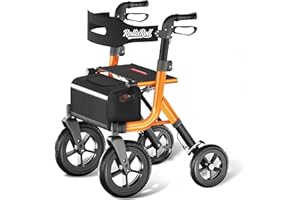 Walkers for Seniors, Rollator Walker with Seat, 12" Big Rubber Wheels All Terrain Rollator with Backrest, Foldable Rolling Wa