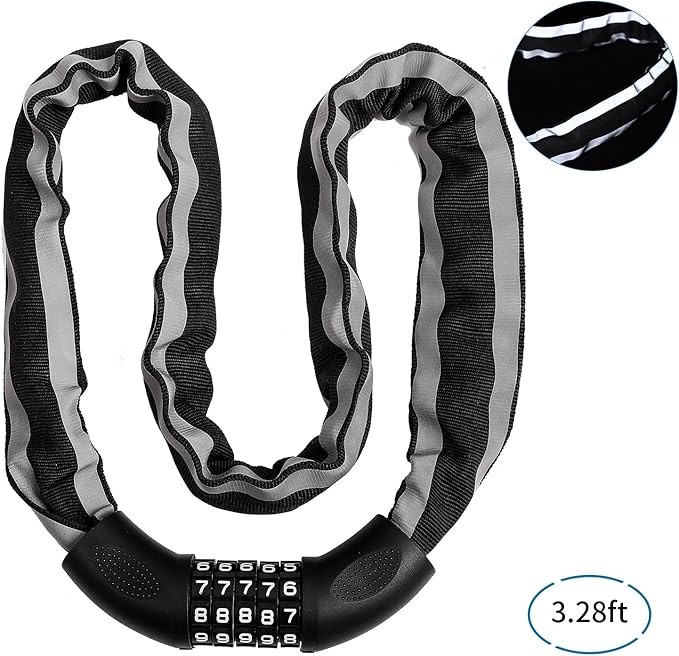 Bike Lock, Bicycle Chain Lock, 5Digit Combo, AntiTheft Cycling Lock