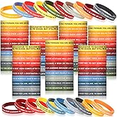 CHENGU 100 Pieces Motivational Quote Rubber Bracelets Bulk Inspirational Silicone Wristband Colored Inspirational Stretch Unisex Wristband for Men Women Teen Teacher Home Office Party Gift (Colorful)