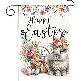 Happy Easter Garden Flag， Easter Egg Bunny Garden Flag Easter Garden Flags 12x18 Inch Double SidedFarmhouse Garden Flags Easter Yard Flag Easter Decorations Outdoor Decor