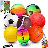 COAMZPARTY 8 Pack Balls for Toddlers Kids, 5 Inch Soccer Balls, Football, Basketball, Beach Balls, Kickball for Outdoor & Indoor Games, Sport Ball Set with Pump and Storage Bag, Boys and Girls Gift