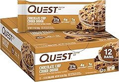 Quest Nutrition Chocolate Chip Dough Cookie Protein Bars, 21g Protein, 1g Sugar, 4g Net Carb, Gluten Free, Keto Friendy, 12 C