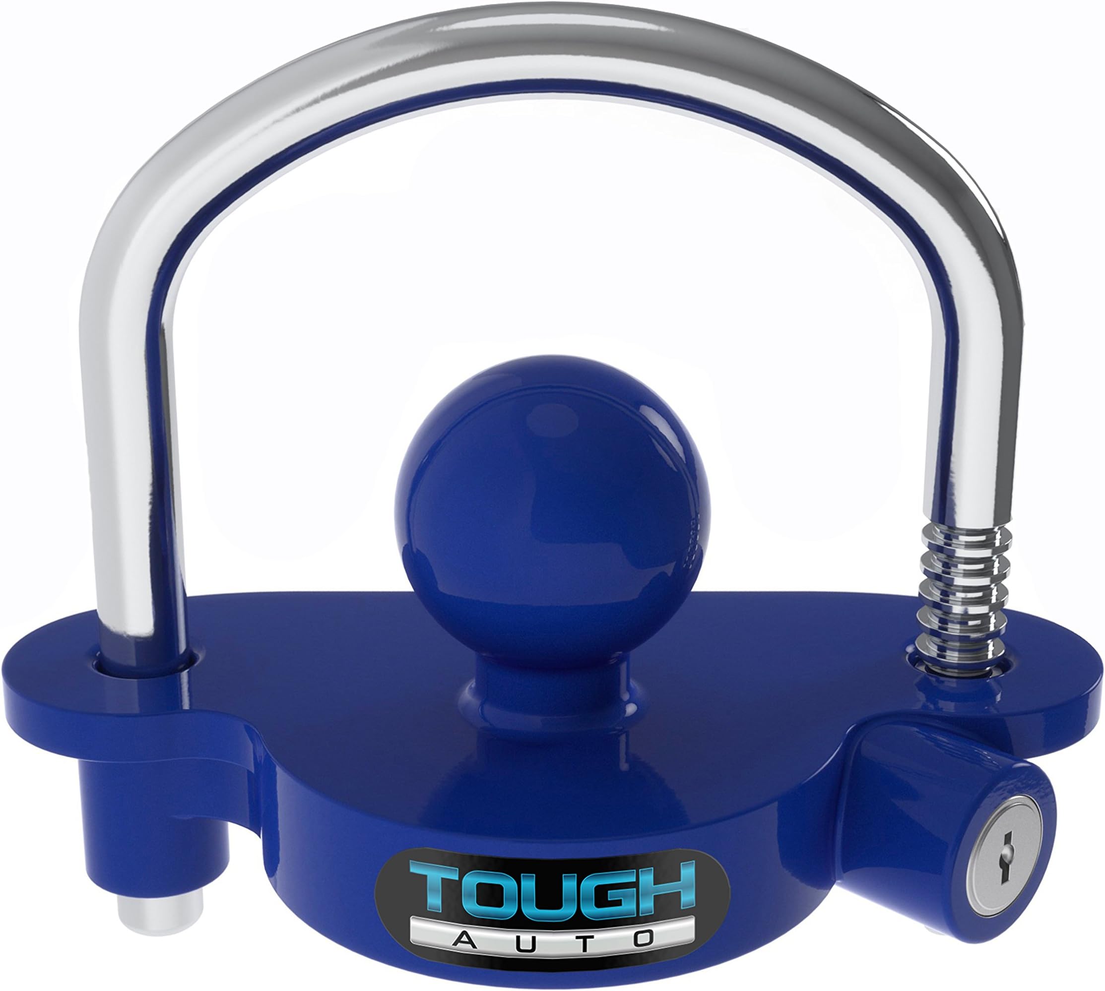 Tough Auto Trailer Hitch Lock Adjustable & Universal Fits All - Heavy Duty Design with Steel and Aluminum Alloy Base - Easy to Install (Blue)