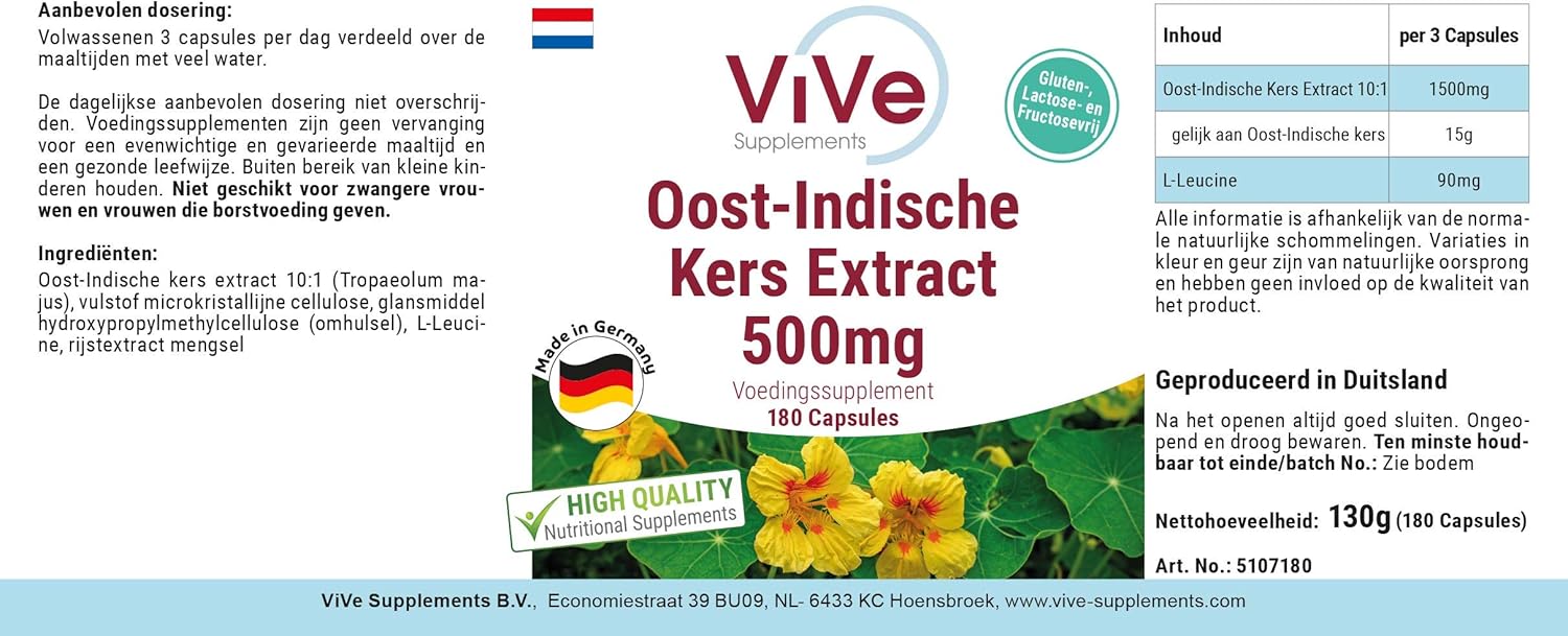 Kapuzinerkresse Extrakt 500mg 180 Kapseln Hochdosiert Vegan Amazon De Drogerie Korperpflege
