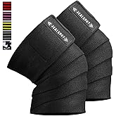 Zealspot Knee Wraps(Pair) Compression &amp; Elastic Support for Cross Training,WODs,Gym, Workout,Weightlifting,Fitness &amp; Powerlifting &ndash; Best Knee Straps for Squats -for Men &amp; Women- 72"
