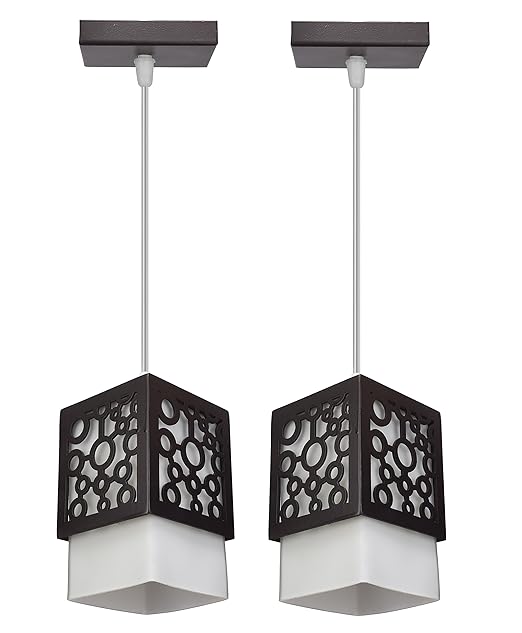 WhiteRay Wooden 5W LED Hanging Light(White and Brown) - Set of 2