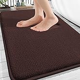 OLANLY Thick Memory Foam Bath Mat Rug 30x20, Extra Soft Absorbent Bathroom Rug, Quick Dry Bath Mats, Non-Slip, Machine Washable Carpet for Bathroom, Tub and Shower, Home Decor Accessories, Brown