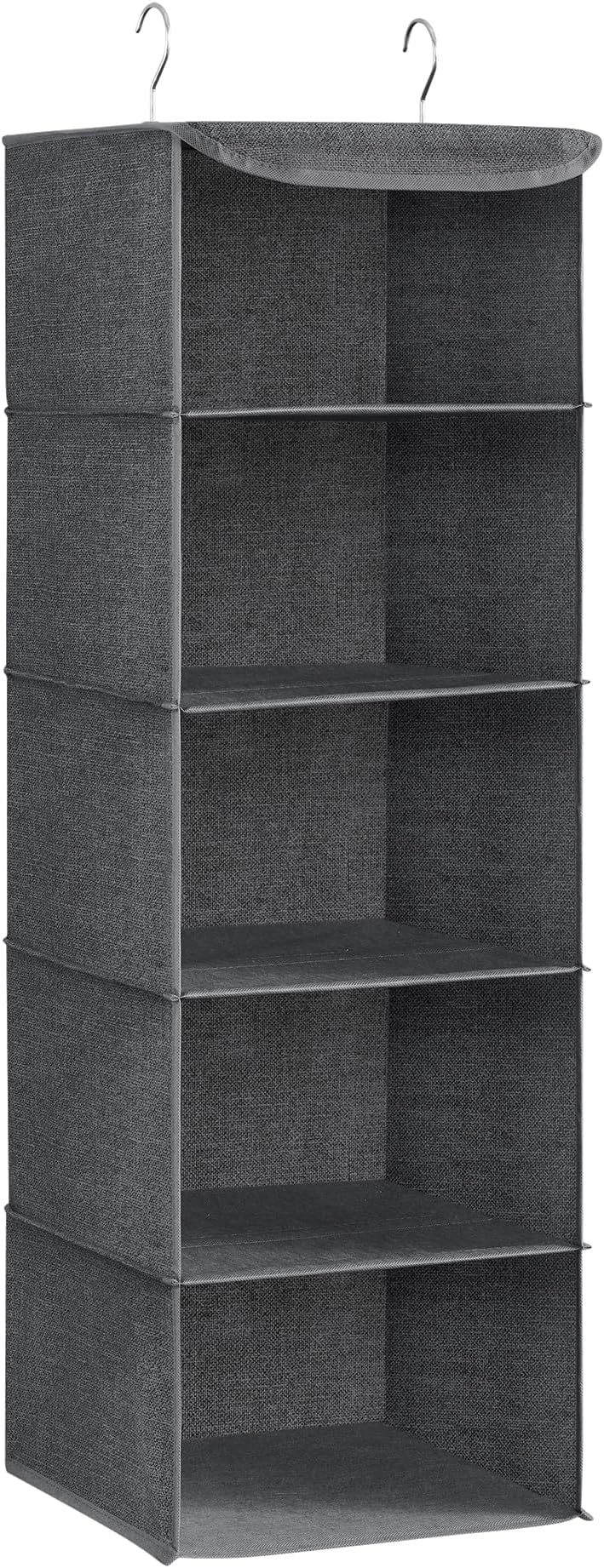 SONGMICS Grey Hanging Wardrobe Storage Organiser Foldable Linen Pattern Bamboo