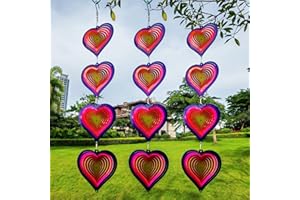 DJUAN Heart Wind Spinners Outdoor Garden Decor - Birthday Gifts for Mom Grandma Women,Metal Hanging Ornaments for Yard Lawn Window Ceiling Home Christmas Day Party Wedding Decoration