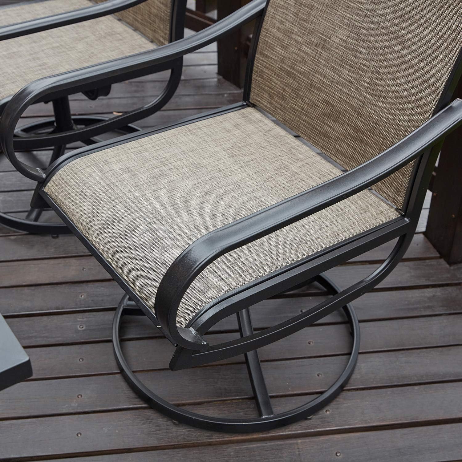 Vicllax Outdoor Swivel Dining Chairs Patio Furniture for Garden Porch Set of 2: Kitchen & Dining