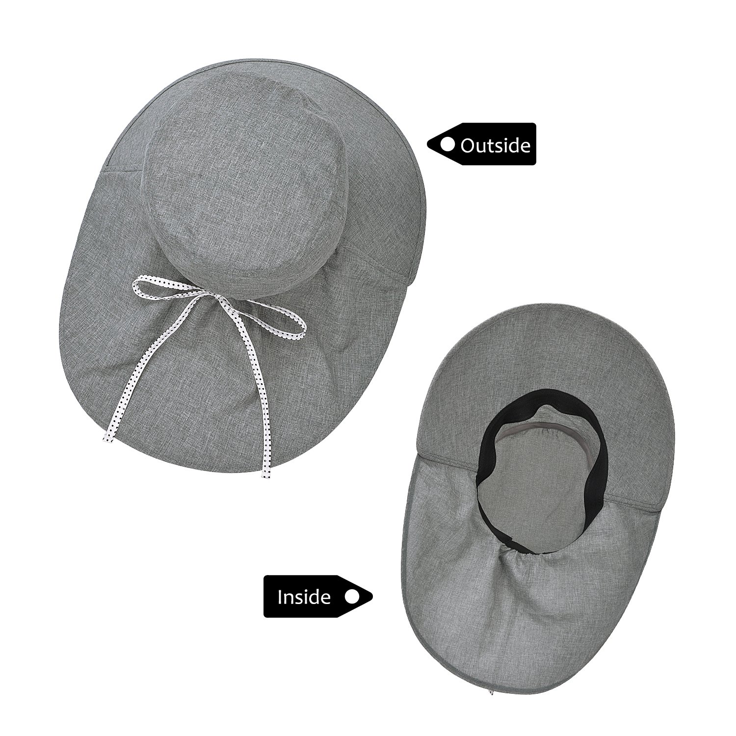 Womens Wide Brim Sun Protection Hat w/Flap Neck Cover for Summer Safari Hiking