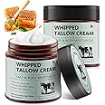 Beef Tallow for Skin, 2PCS Tallow and Honey Balm, Beef Tallow for Face, Organic Grass Fed Whipped Beef Tallow with Honey Beeswax, Deeply Moisturizing for Face Body, Unscented Fast Absorption, 4.2 Oz