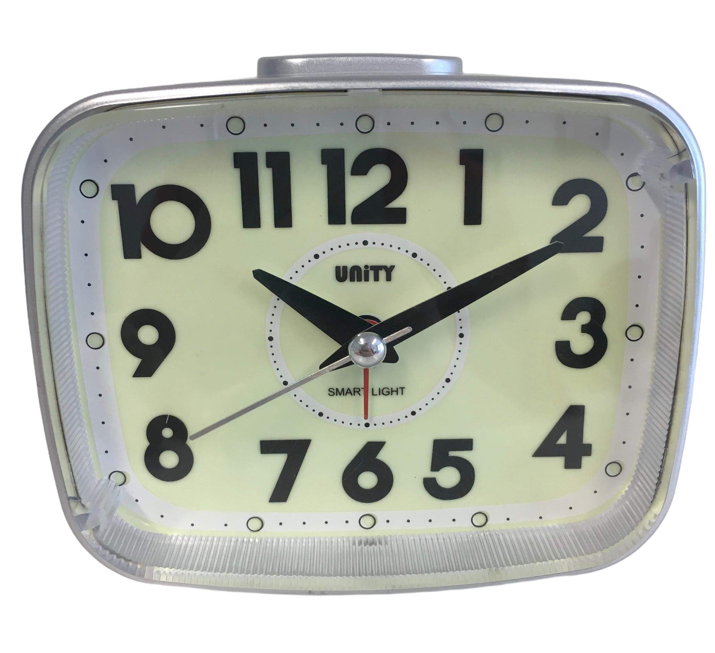 Unity Super Luminous Dial Alarm Clock-49024, White, 12.5 x 10 x 7 cm