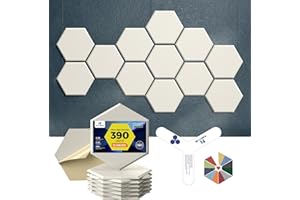 Dexmoko Self-Adhesive Acoustic Panels [390 lbs/yd³ Ultra-High Density], 2nd Generation Sound Absorbing Panel, Professional Level Sound Panel, Polyester Soundproof Foam [Size L, Beige]