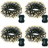 LumBelle 4 Pack String Lights Battery Operated, Each 23ft 70 LED Christmas Lights with Timer 8 Modes Fairy String Lights for Indoor Outdoor Wedding Garland Xmas Tree Decoration (Warm White)