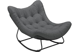 Outsunny Outdoor Rocking Chair, Oversized Patio Egg Chair with Padded Cushion, Rattan Wicker Papasan Rocker for Indoor, Porch