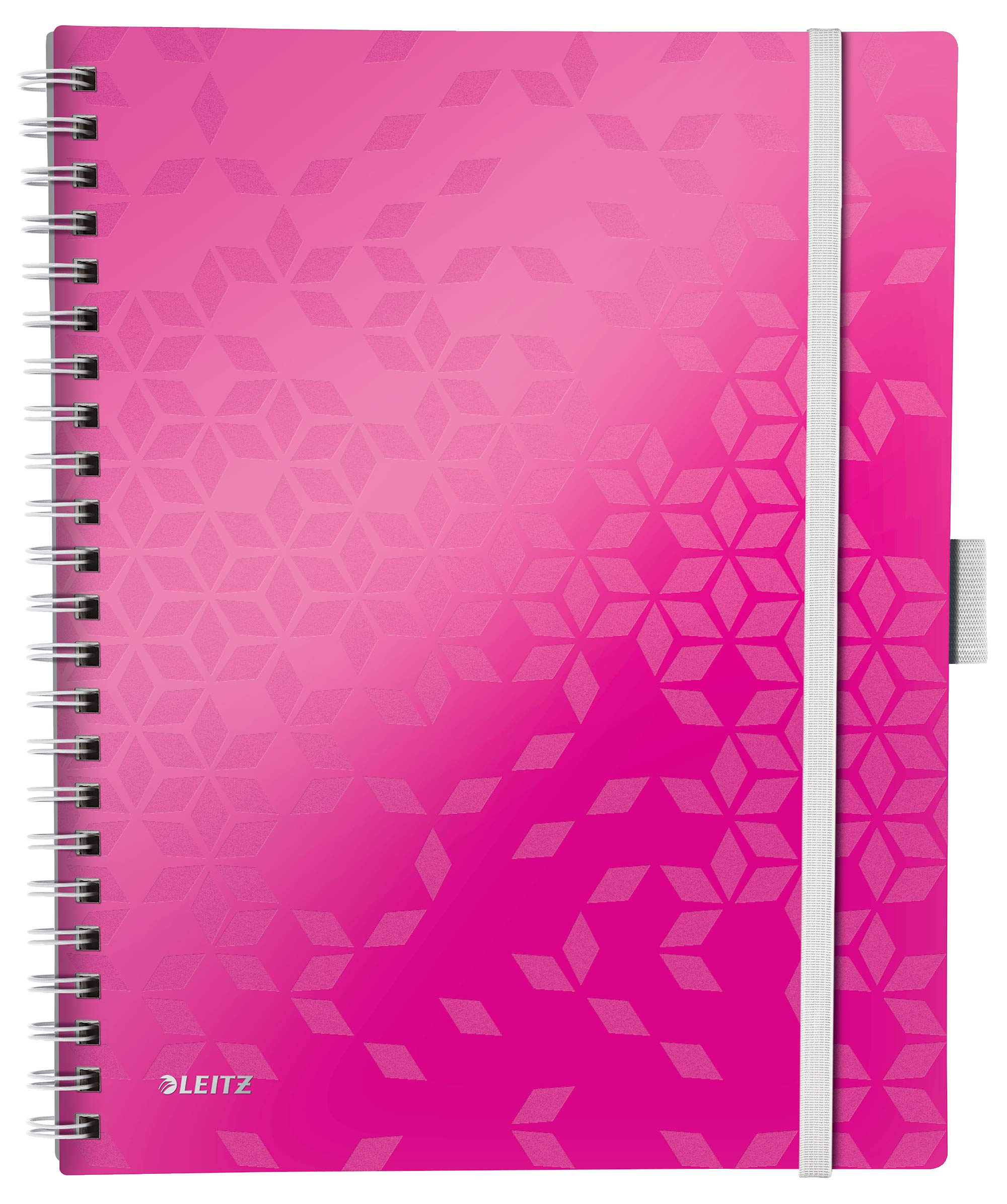 Leitz A4 Stiff Cover Notebook, Pink (Wire Bound, 80 Sheets, Ruled, 80 gsm Ivory Paper, Wow Be Mobile Range)