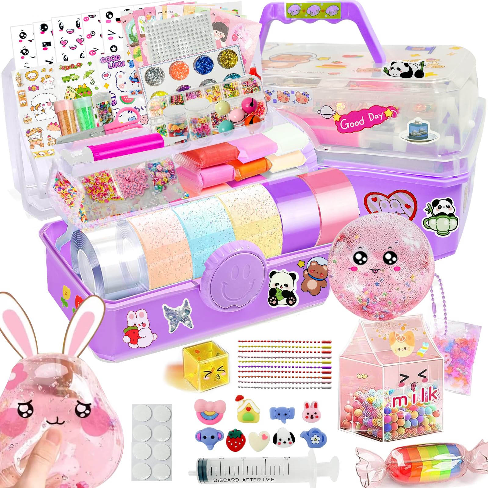 Nano Tape Bubble Kit for Kids Nano Double Sided Tape for Making Bubbles,500+ Fillings DIY Nano Bubble Tape with Pump Sequins Glitter Powder Stickers Novelty Toy for Girls