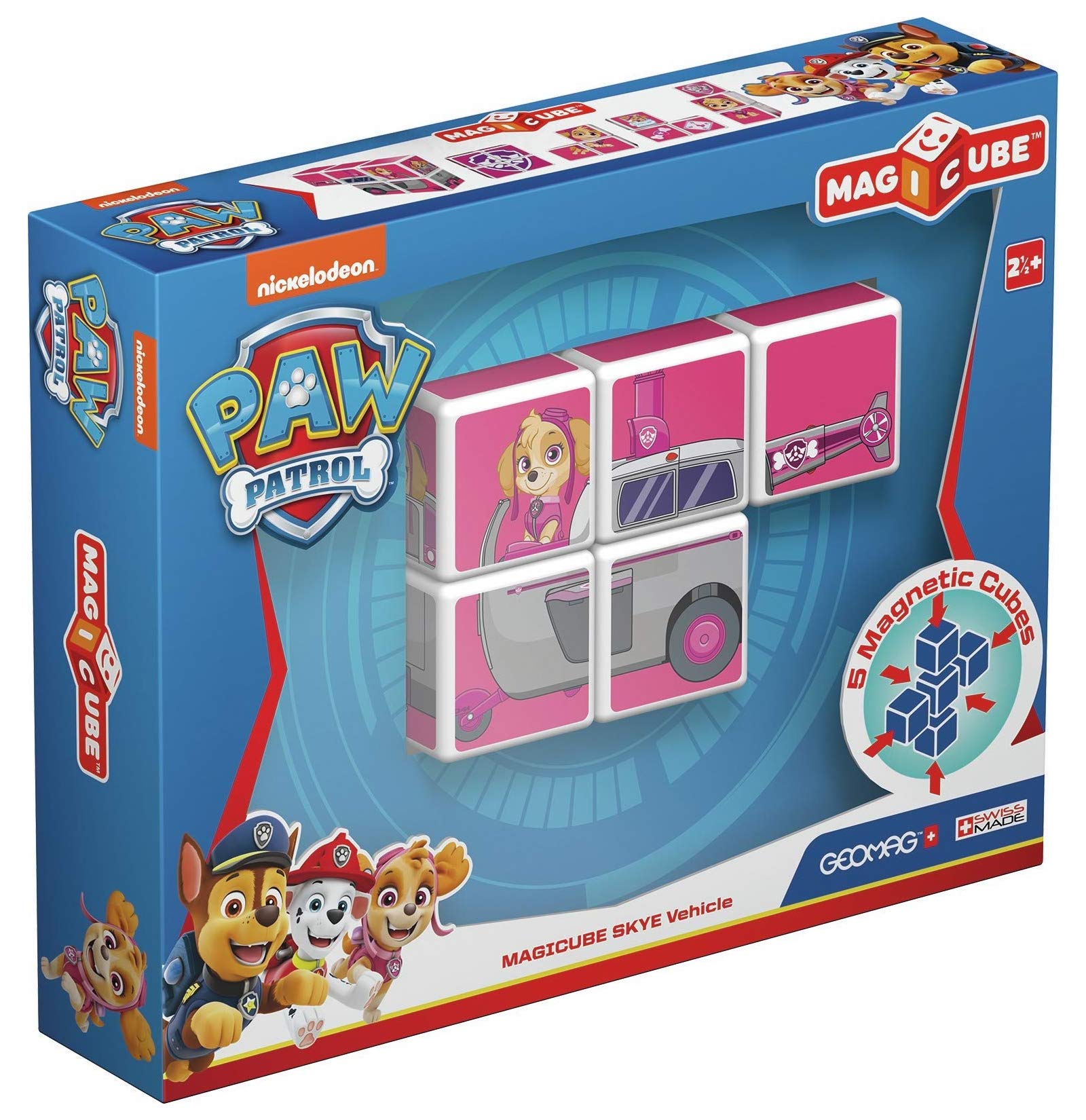 Geomag Magicube Paw Patrol 081 - Skye’s Helicopter - Magnetic Constructions, 3 Cubes