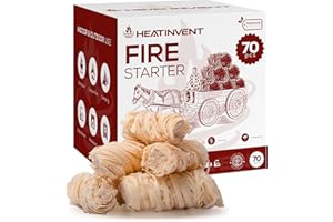 Heatinvent Fire Starter - Fire Starters for Campfires - 70 pcs Fire Starters for Fireplace indoor Grill, Campfire, BBQ, Fire Pit - All Weather Charcoal Starter Waterproof, Odorless Firestarter