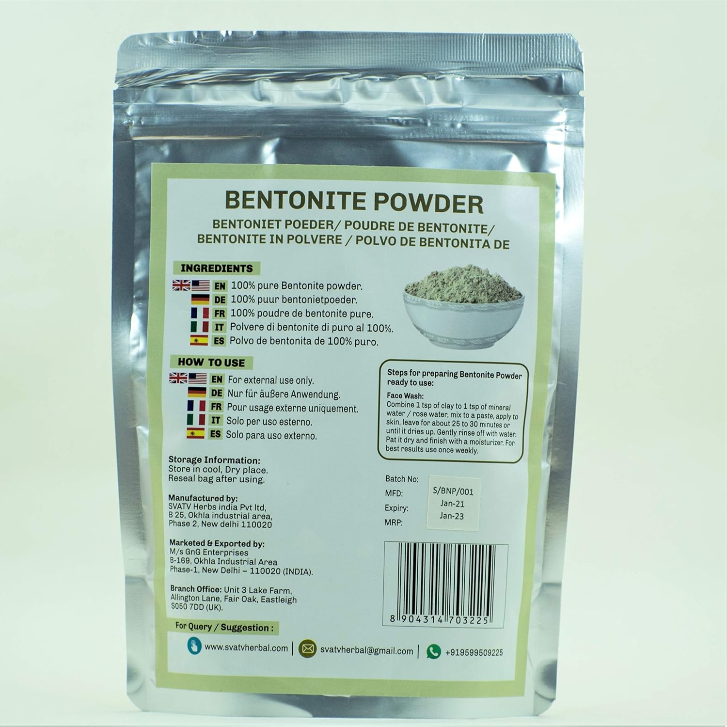 SVATV Bentonite Clay Powder Natural Face Packs and Face Mask Formulations Nourishes Exfoliants - Image 3