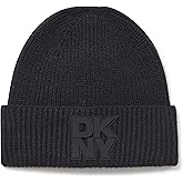 DKNY Womens Knit Beanie with Logo Patch