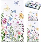 Preboun 3 Pack Floral Hand Towels Spring Bathroom Towels Set Watercolor Wildflower Hand Towels Butterfly Bath Towels Plant Leaves Dish Towels for Bathroom Kitchen Hotel Gym Spa