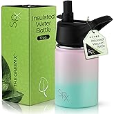 SIPX™ Kids 12 oz Insulated Water Bottle with Straw Lid – Leakproof Stainless Steel, BPA-Free, Easy to Carry – Perfect for School, Camp, Sports & Travel – Gradient Mint Pink