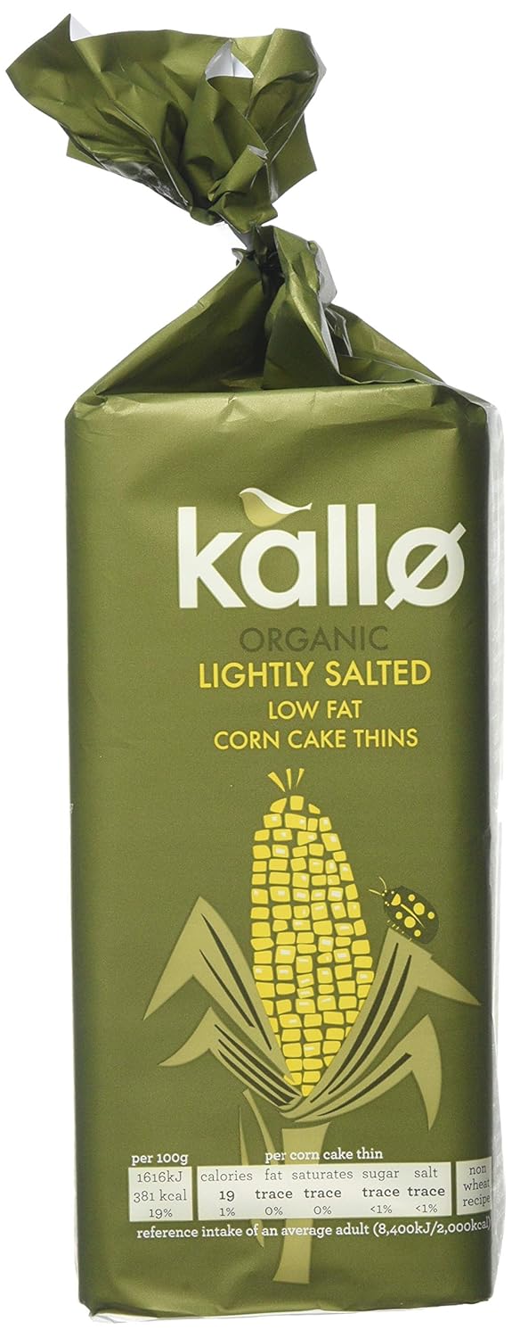 Kallo Organic Corn Cakes Wholegrain Thin Slice 130 g (Pack of 12