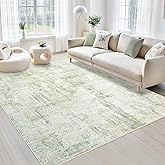 Area Rugs 6x9 Living Room: Washable Rug Modern Abstract Large Rugs Soft Non Slip Neutral Rug Stain Resistant Indoor Carpet for Bedroom Kitchen Dining Room Nursery Home Office Rugs(Green Brown,6'x9')