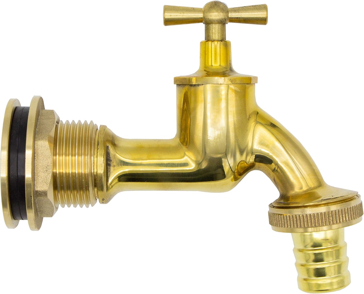 VARIOSAN 14948 3/4 Inch Water Butt Feed and Outlet Valve Set Polished Brass, Gold, 3/4" + Auslaufhahn + Poliert