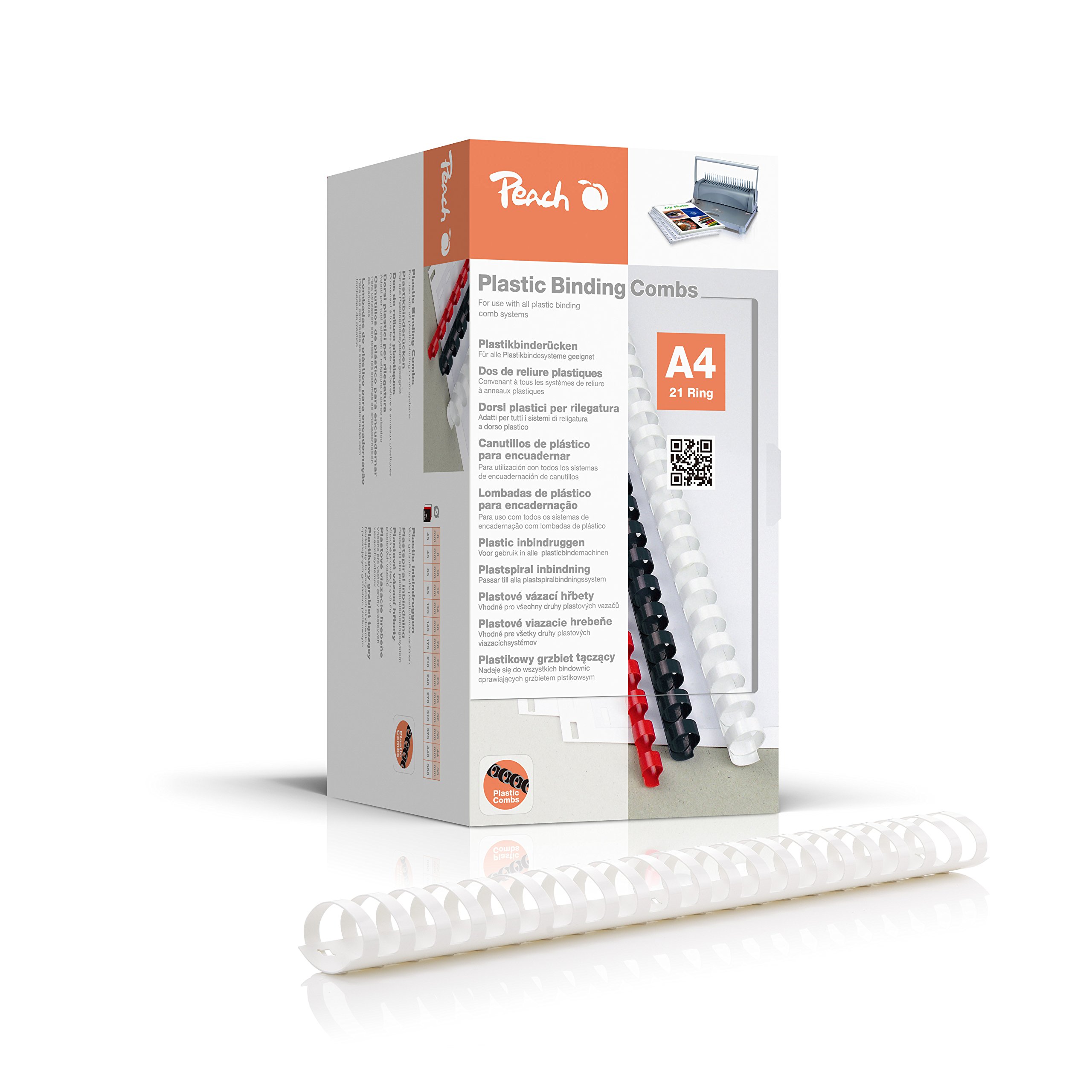 Peach Binding Combs 44 mm, white, 50-pack - PB444-01