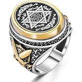 mysilverworld 925 Sterling Silver Seal of Solomon and Sword Design Turkish Style Men's Ring