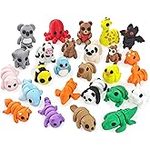 VABAO 26 PCS 3D Printed Animal Figurines Set, Articulated Animal Figurines,Fidget Toys, Flexible Desk Decor, Party Favor, Gifts for Girls and Boys, Office Desk Pets, School Gifts for Valentines Day