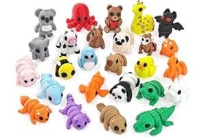VABAO 26 PCS 3D Printed Animal Figurines, Articulated Animal Figurines, Fidget Toys, Flexible Car Decor, Party Favor, Gifts for Girls and Boys, Office Desk Pets, Birthday Gifts