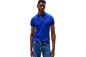 Tommy Hilfiger Men's Short Sleeve Polo Shirts in Slim Fit with Stretch and Organic Pique Cotton