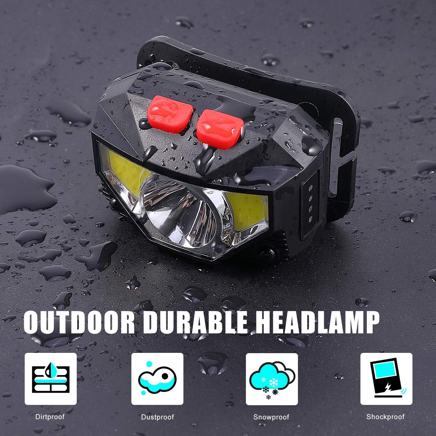 Rechargeable Headlamp - 800 Lumens LED Headlamp Flashlight, Waterproof Usb Rechargeable Headlight with 8 Modes for Running Camping Cycling Hiking Fishing - 2 Pack - - 