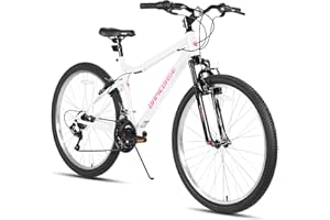 HH HILAND HILAND 26 Inch Womens and Mens Mountain Bike, 18 Speed Steel Frame Adult Bicycle, MTB Bikes with Suspension Fork, V Brake, Mountain Bicycle for Woman Man, Purple Green White