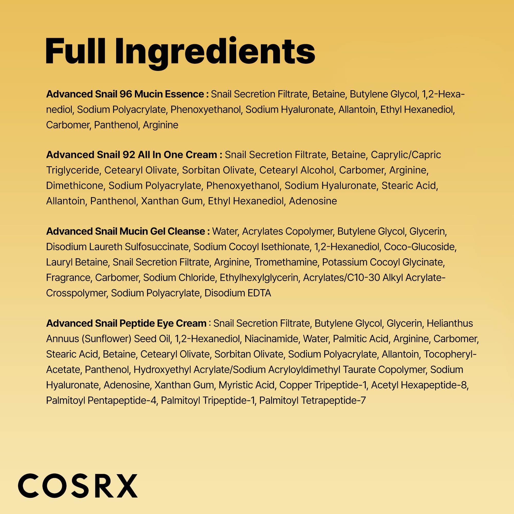 COSRX All About Snail Mucin Korean Skin Care Set, Mini Travel Essentials, Travel Size Gift Set with Snail Mucin Face Wash, Serum, Moisturizer & Eye Cream, Rejuvenating Kit